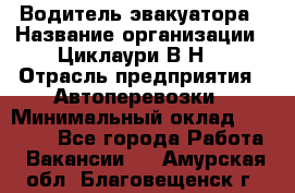 Водитель эвакуатора › Название организации ­ Циклаури В.Н. › Отрасль предприятия ­ Автоперевозки › Минимальный оклад ­ 50 000 - Все города Работа » Вакансии   . Амурская обл.,Благовещенск г.